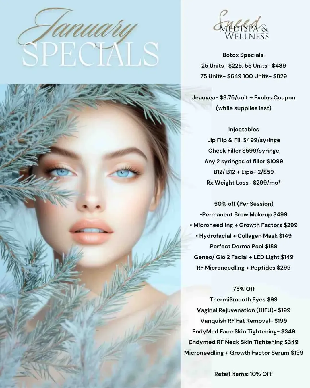 Sneed winter specials list.