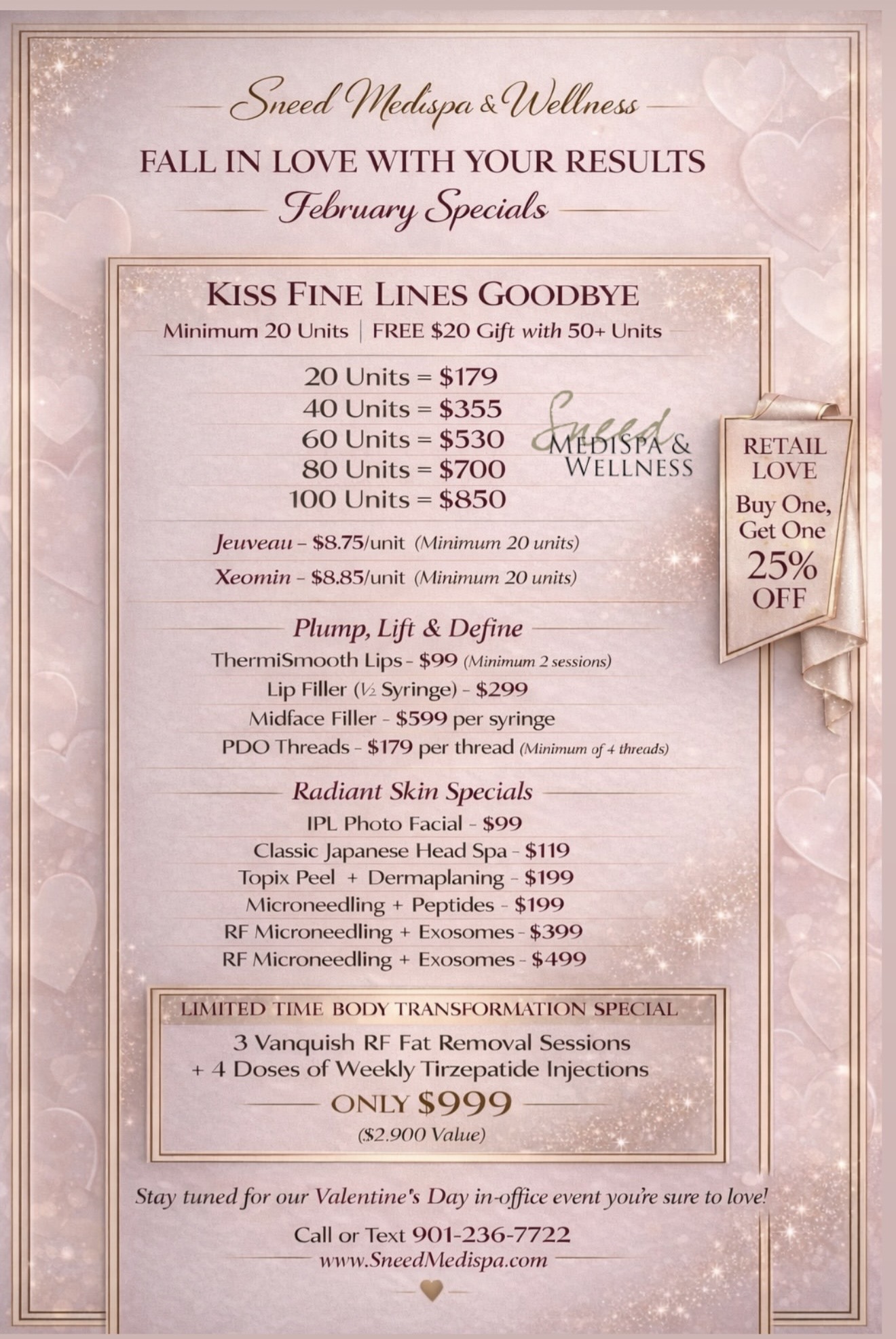 Sneed winter specials list.