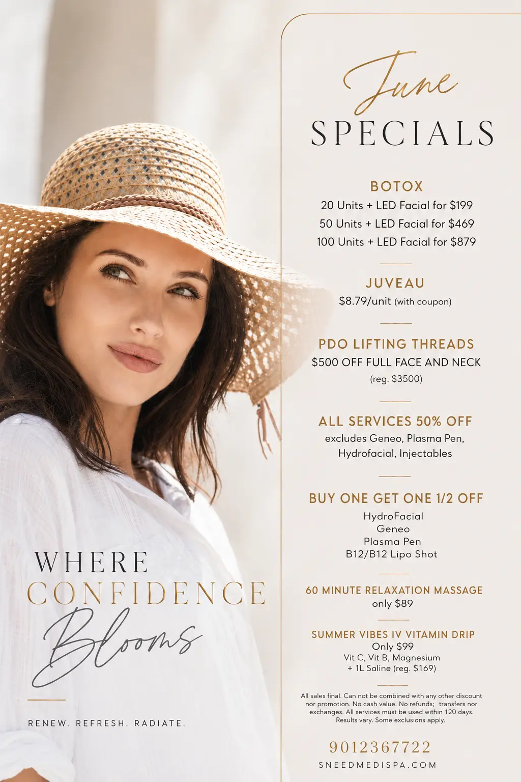 June specials for Sneed Medispa.