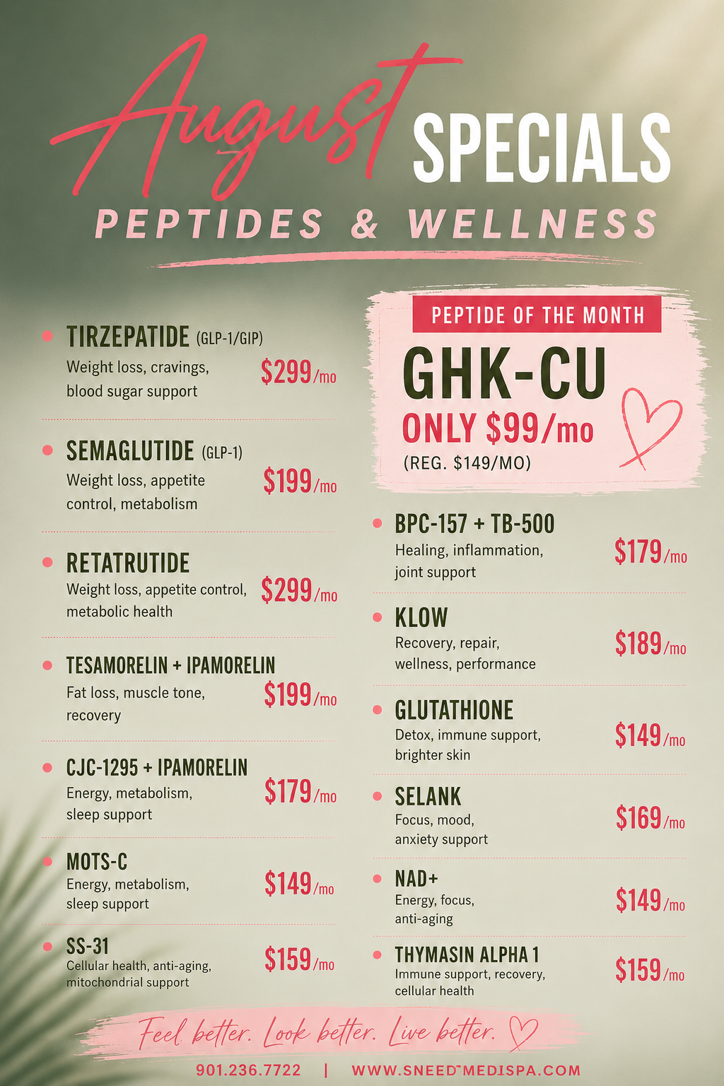 June specials for Sneed Medispa.